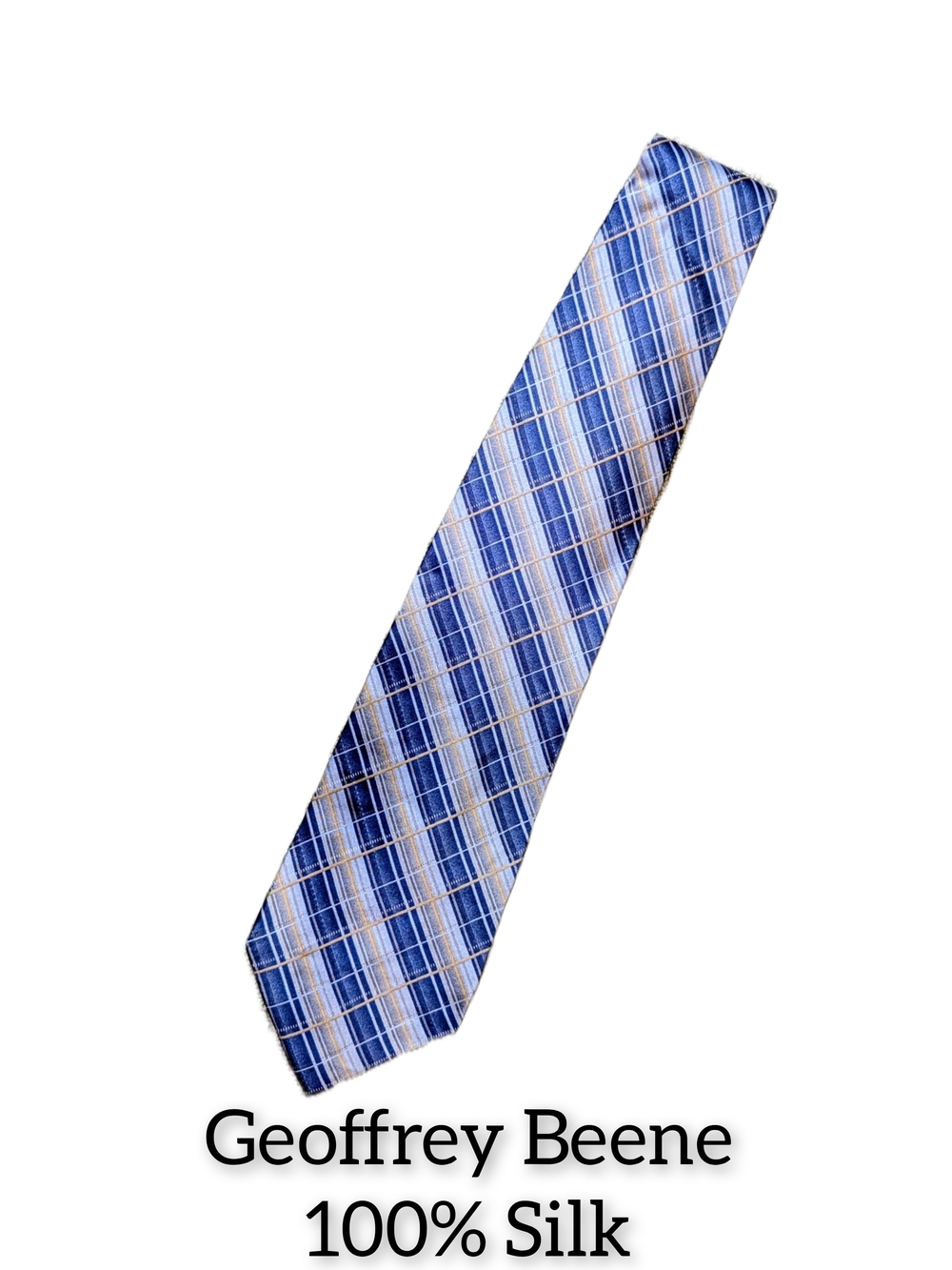 3/$15 Geoffrey Beene Blue Plaid Silk Neck Tie